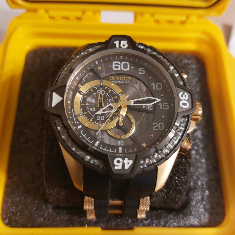 Invicta Black and Gold Chronograph Watch